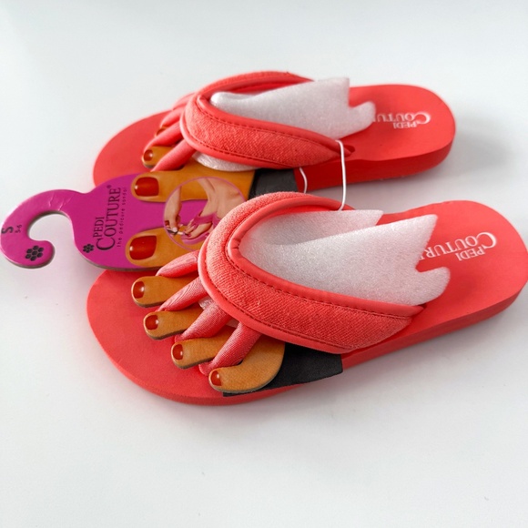 NWT Pedi Couture Pink/Salmon Toe Separator Sandals Size S (5-6) - Picture 2 of 11